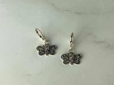 Vintage 925 Sterling Silver Marcasites "Butterflies" Earrings