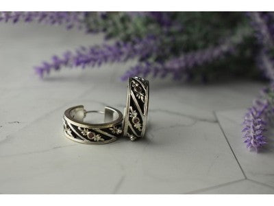925 Sterling Silver Pink Spinel & Black Enamel Earrings