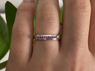925 Sterling Silver Pink Spinel Ring Size 6