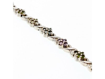 925 Sterling Silver Multi Gemstones Bracelet