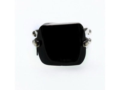925 Sterling Silver Black Nephrite ( Jade ) Ring Size 8
