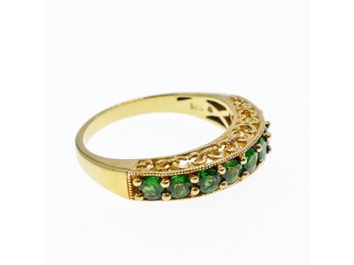 925 Sterling Silver Gold Plated Peridot Ring Size 10.25