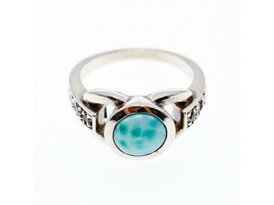 Vintage 925 Sterling Silver Larimar & Goshenite Ring Size 9.5