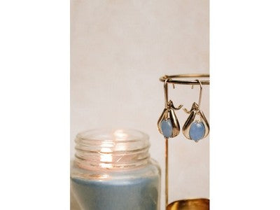 925 Sterling Silver Blue Agate Earrings