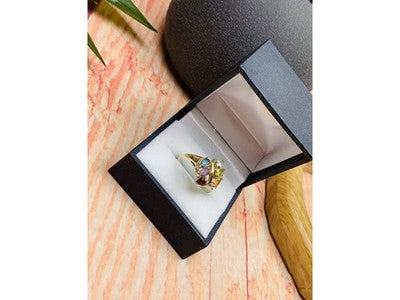 925 Sterling Silver Multi Gemstones Ring Size 9