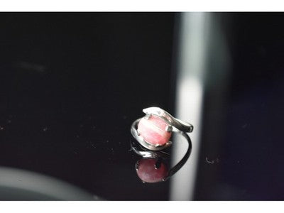 925 Sterling Silver Pink Agate Ring Size 6.5
