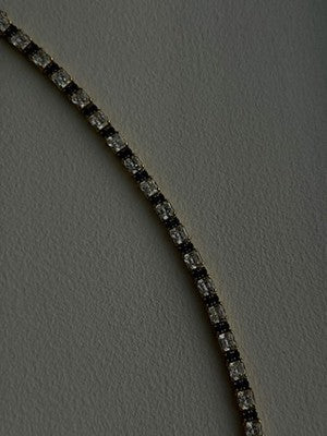 925 Sterling Silver Gold Plated White Colorless & Blue Cz Bracelet 7.5