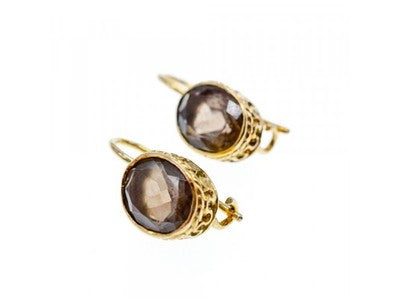 925 Sterling Silver Gold Plated Hessonite Earrings