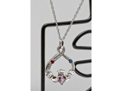 925 Sterling Silver Alexandrite, Rubellite & Sapphire Chain With Pendant
