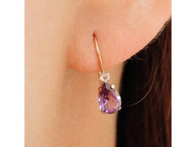 10K Yellow Gold Tourmaline & Diamond Earrings