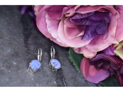 925 Sterling Silver Purple Agate Earrings