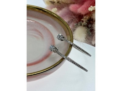 925 Sterling Silver CZ Hoop Earrings