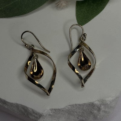 925 Sterling Silver Open Teardrop Design Charm Inside Earrings