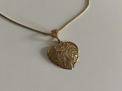 925 Sterling Silver Gold Plated "Openwork Heart" Chain With Pendant