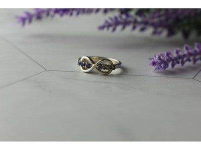 925 Sterling Silver Blue Tourmaline & Spinel Ring Size 5.5 Megan Ray