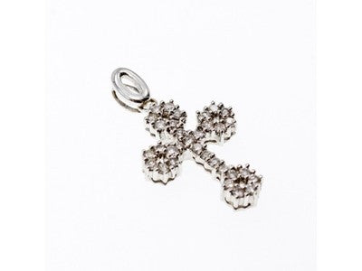 18K White Gold Diamonds Pendant Cross