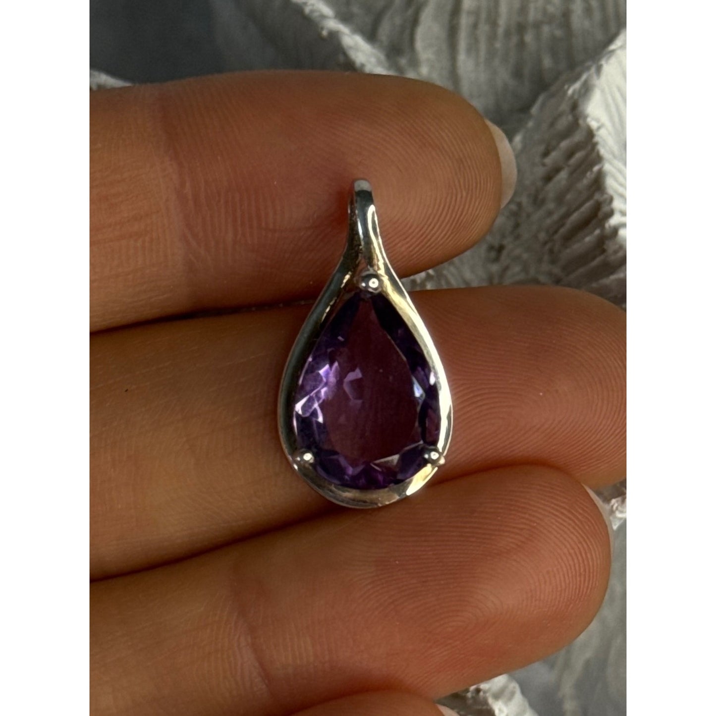 CLASSY 925 STERLING SILVER AMETHYST PENDANT LENGTH 0.90 INCH