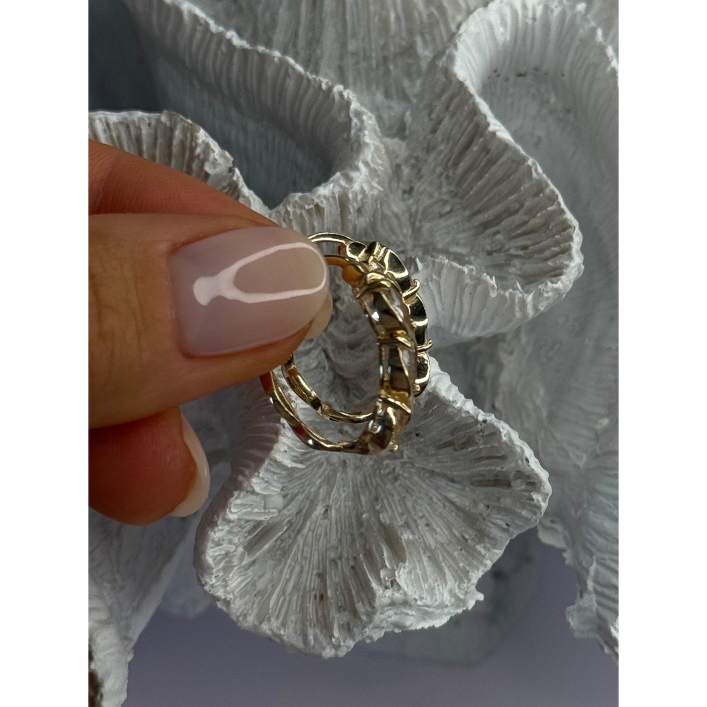 925 STERLING SILVER GOLD PLATED WHITE TOPAZ EARRINGS LENGTH 0.90 INCH