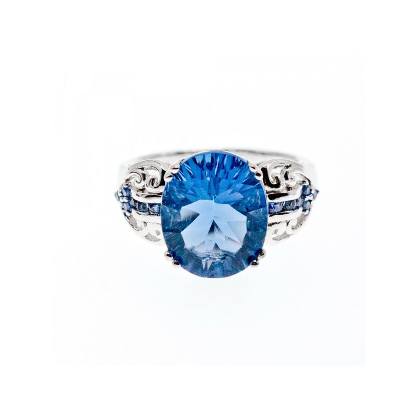 925 STERLING SILVER AQUAMARINE & IOLITE RING SIZE 6.5