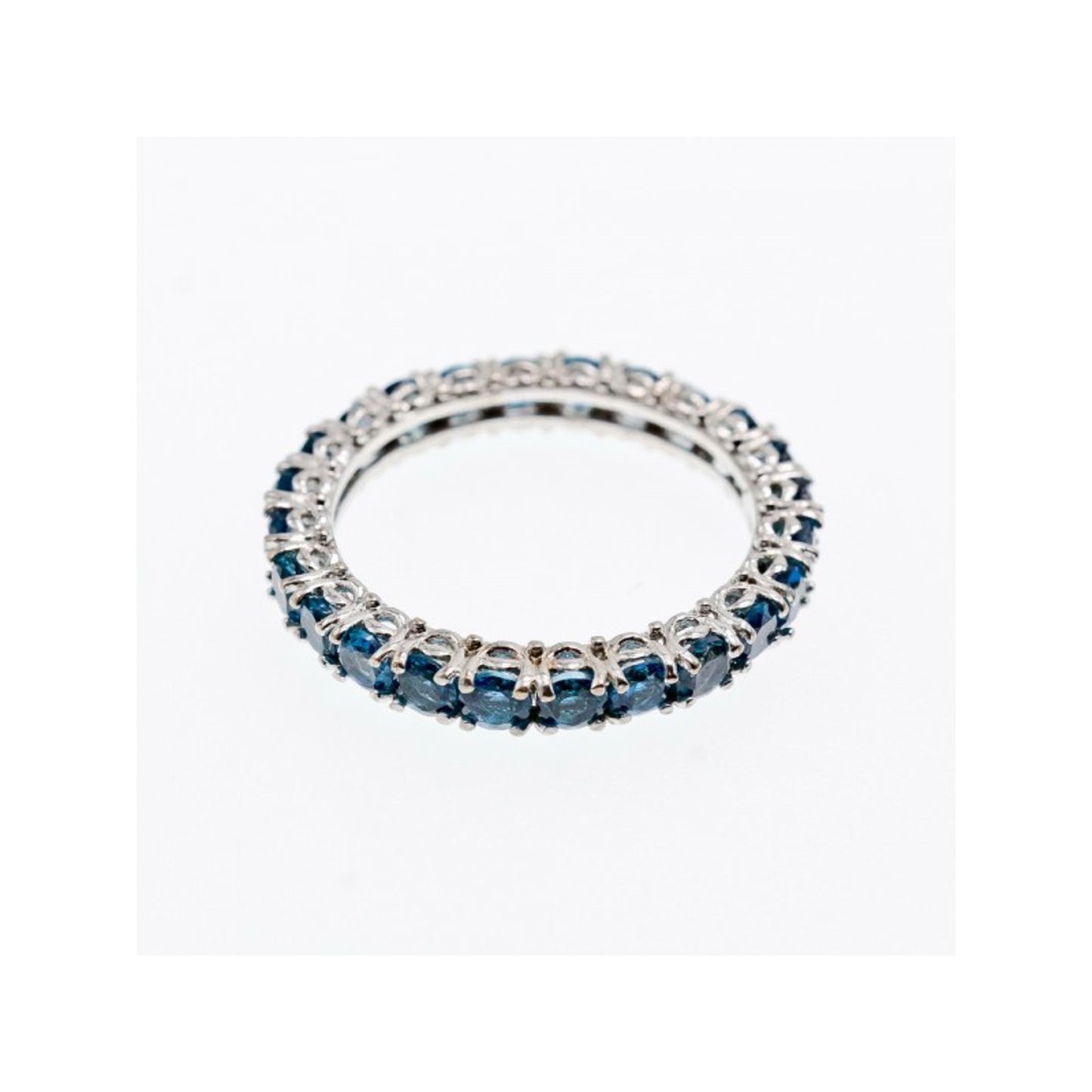 925 STERLING SILVER AQUAMARINES BAND RING SIZE 10.5