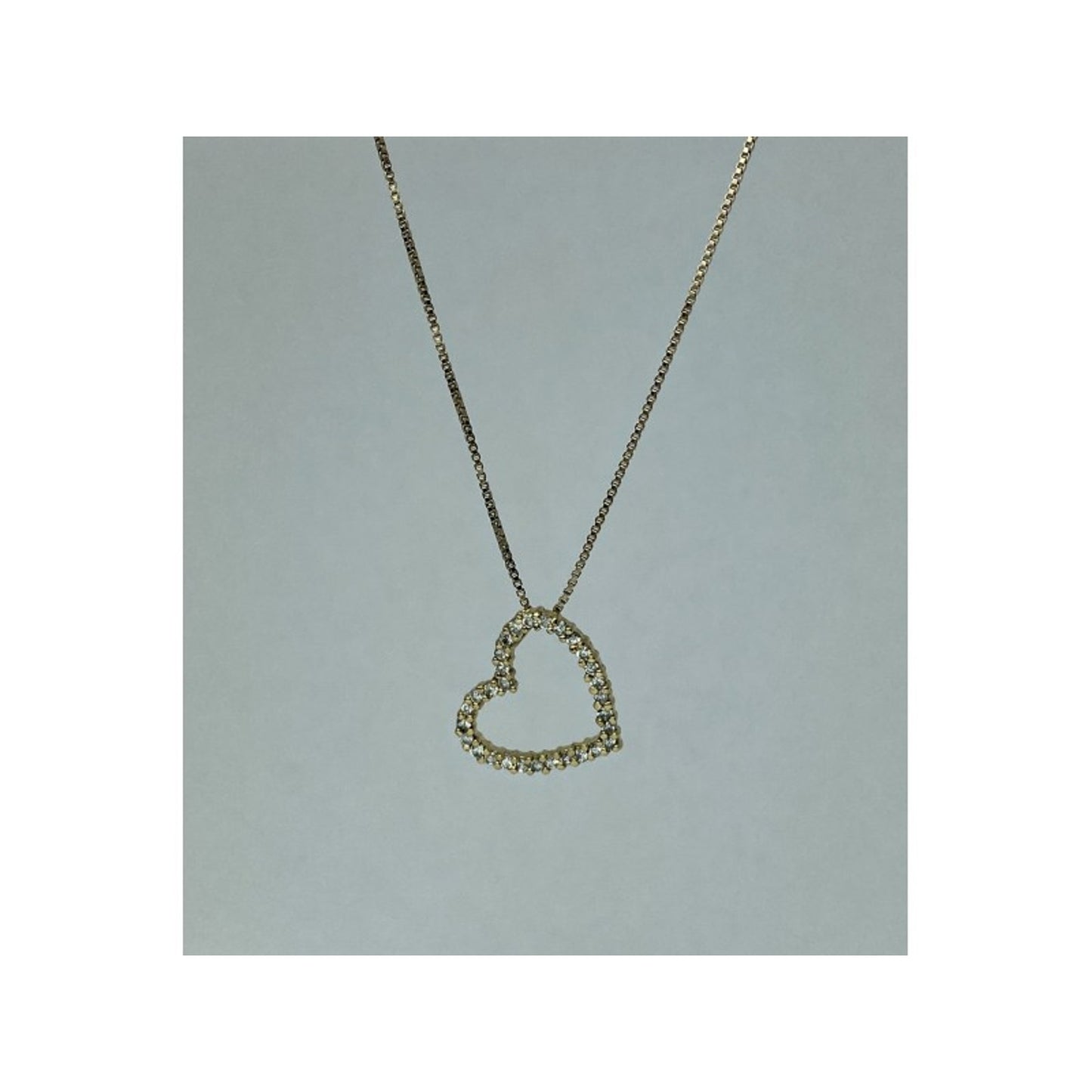 925 Sterling Silver Gold Plated CZ "Heart" Chain with Pendant Italy