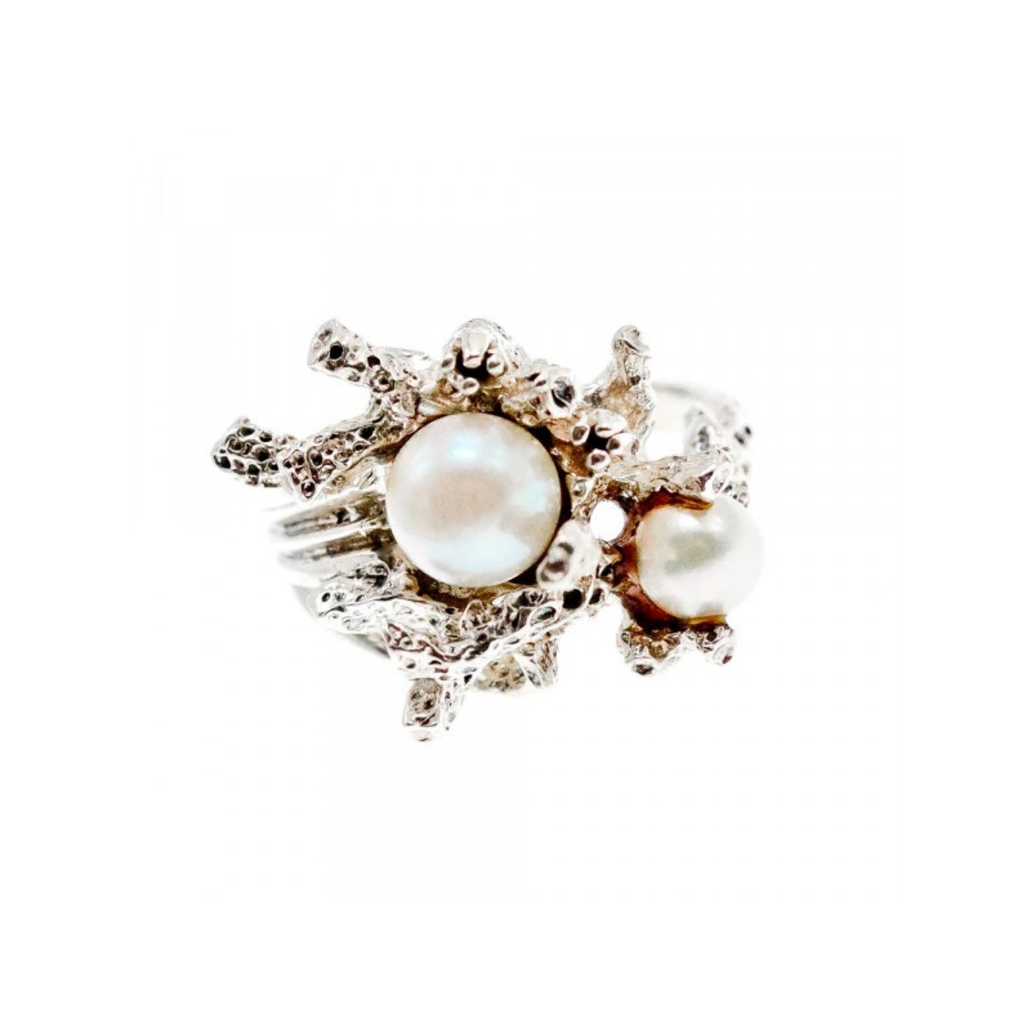 VINTAGE 925 STERLING SILVER PEARLS RING SIZE 8