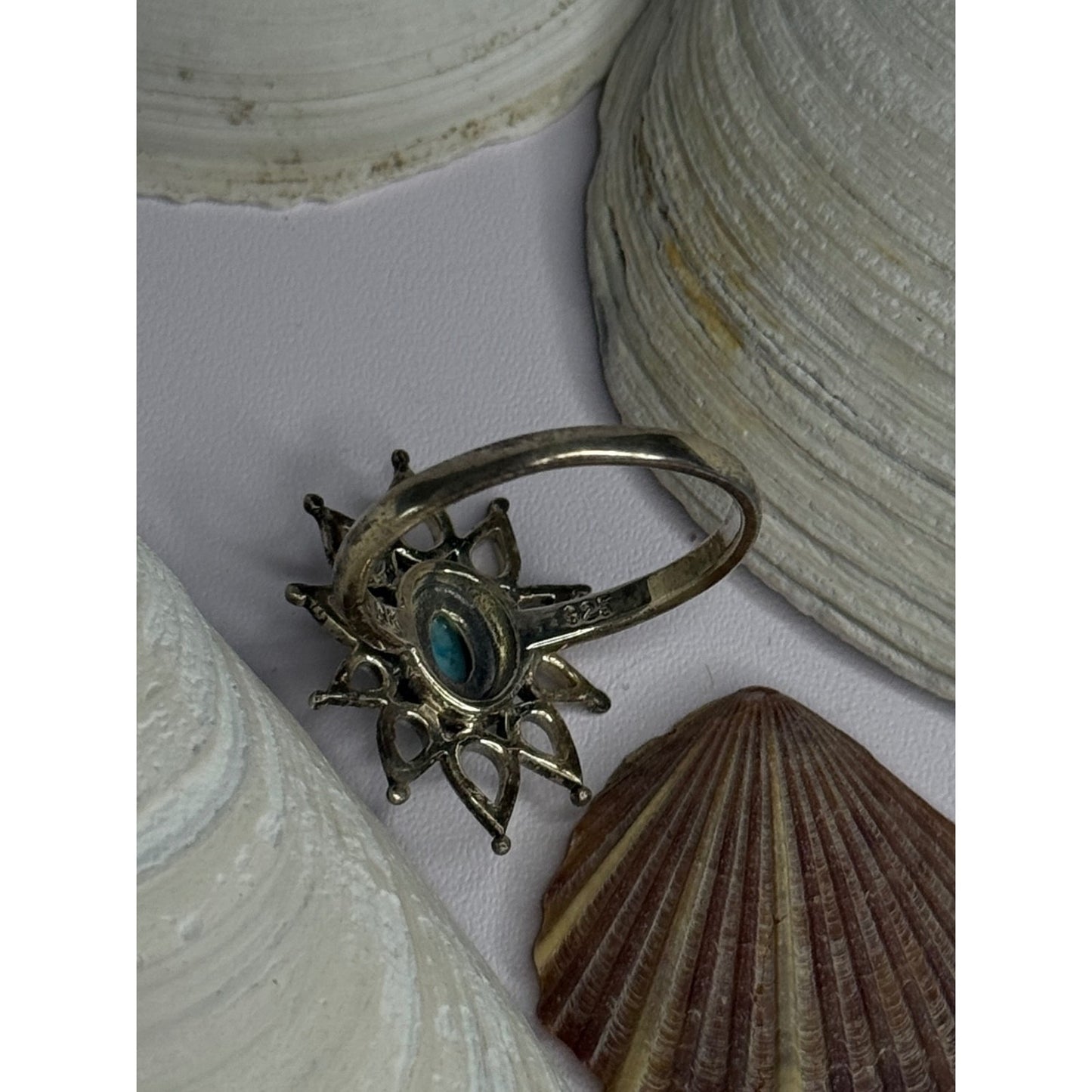 925 Sterling Silver Turquoise Ring Size 8