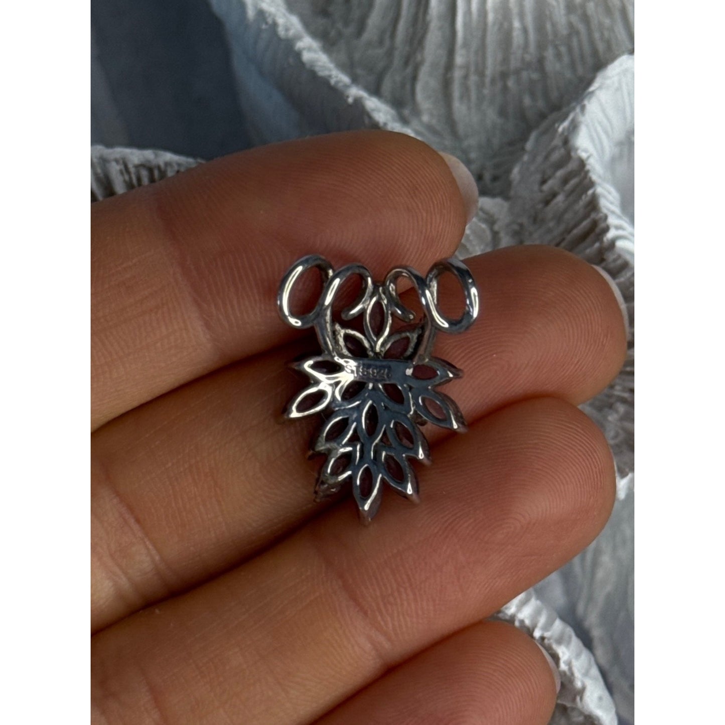 925 STERLING SILVER TANZANITE FLOWER PENDANT LENGTH 0.80 INCH