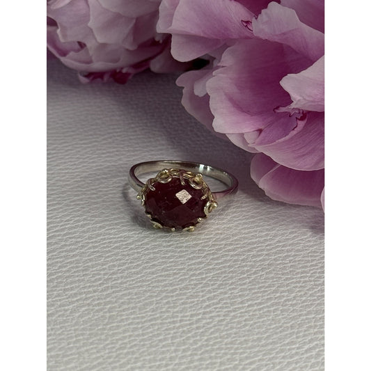 925 STERLING SILVER GOLD PLATED PART RUBY RING SIZE 8