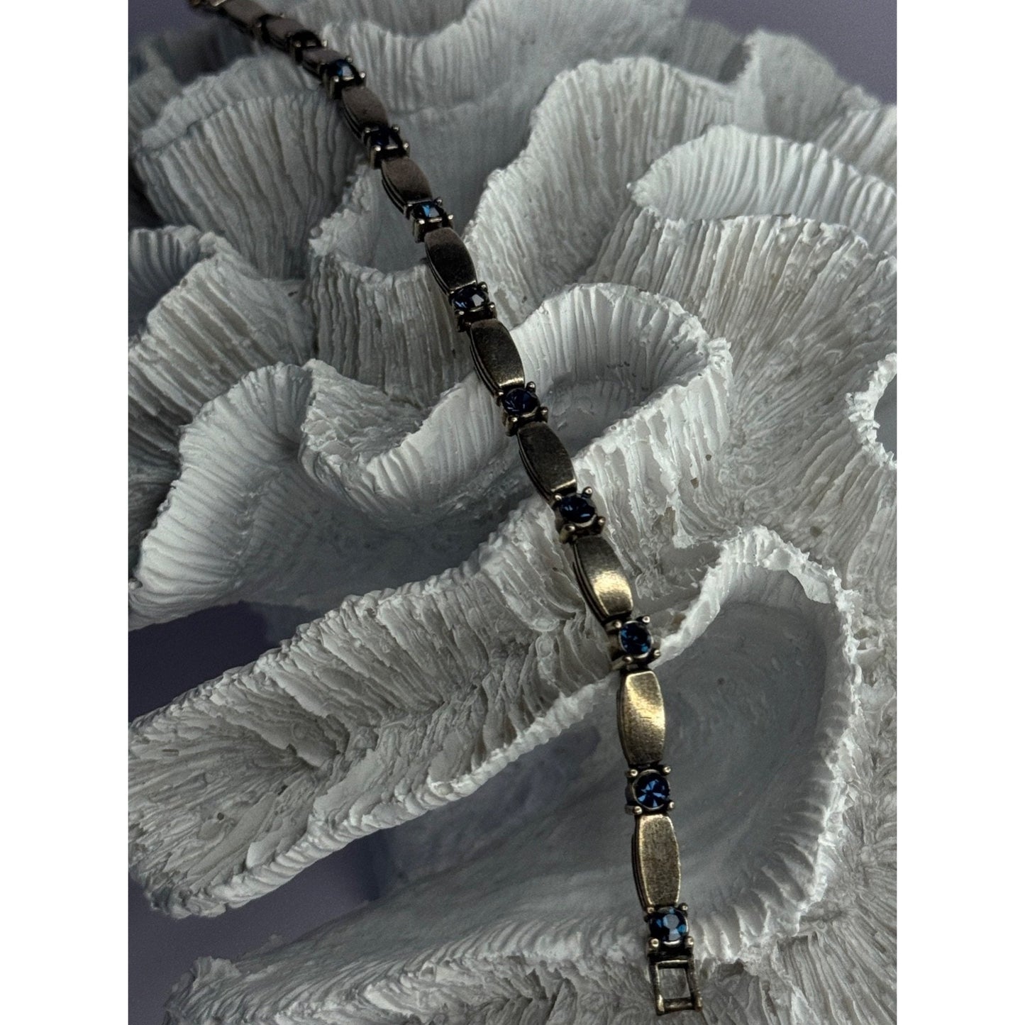 VINTAGE 925 STERLING SILVER SAPPHIRE BRACELET LENGTH 7