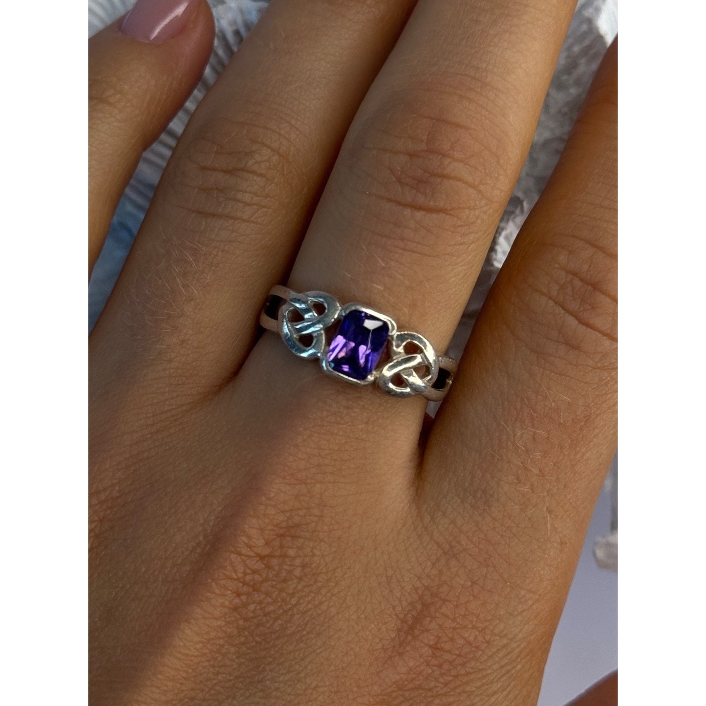 925 Sterling Silver Amethyst Ring Size 9