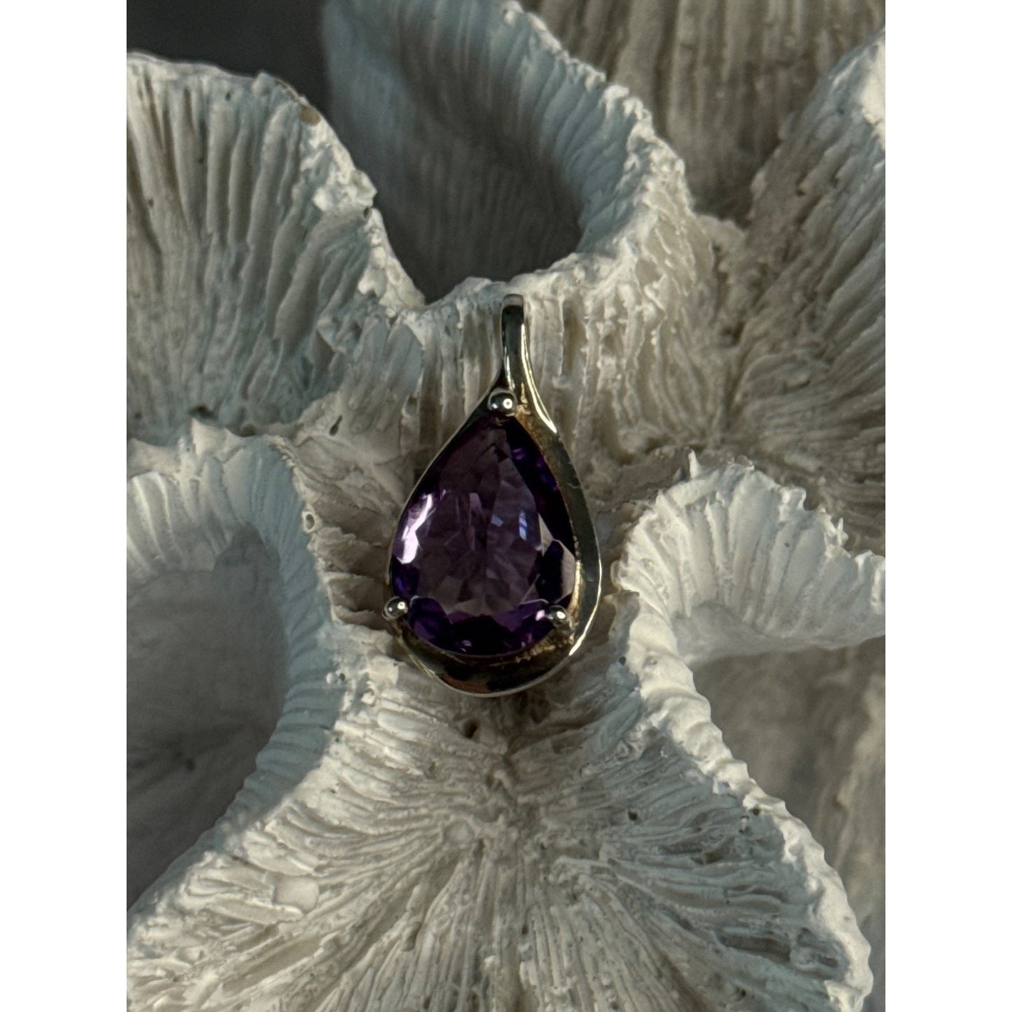CLASSY 925 STERLING SILVER AMETHYST PENDANT LENGTH 0.90 INCH