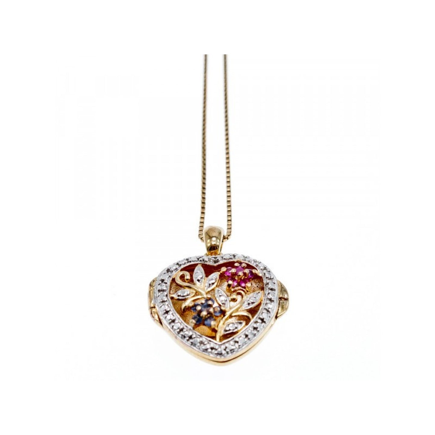 925 Sterling Silver Gold Plated Sapphire & Ruby Chain with Pendant