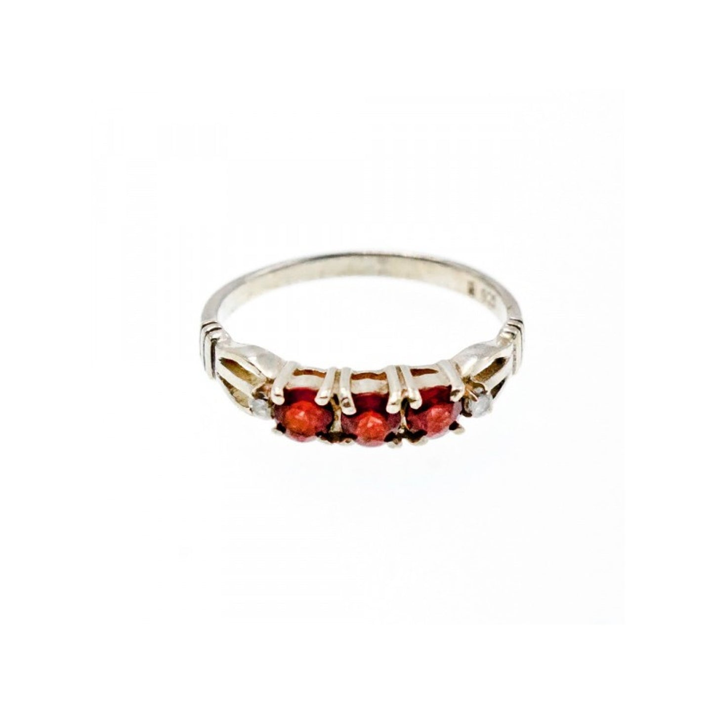 925 STERLING SILVER SPESSARTINE & CZ RING SIZE 8