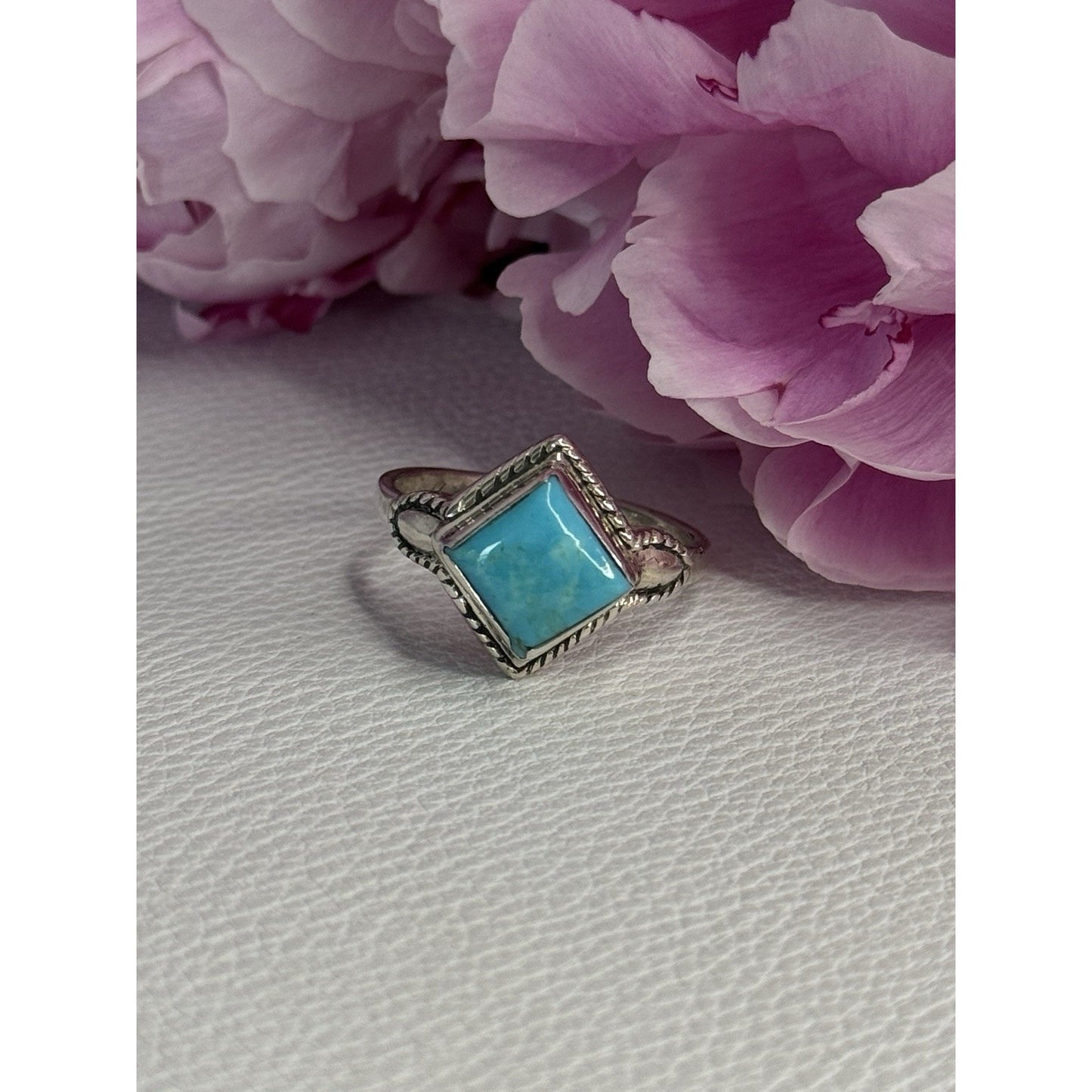 925 STERLING SILVER TURQUOISE RING SIZE 8.8