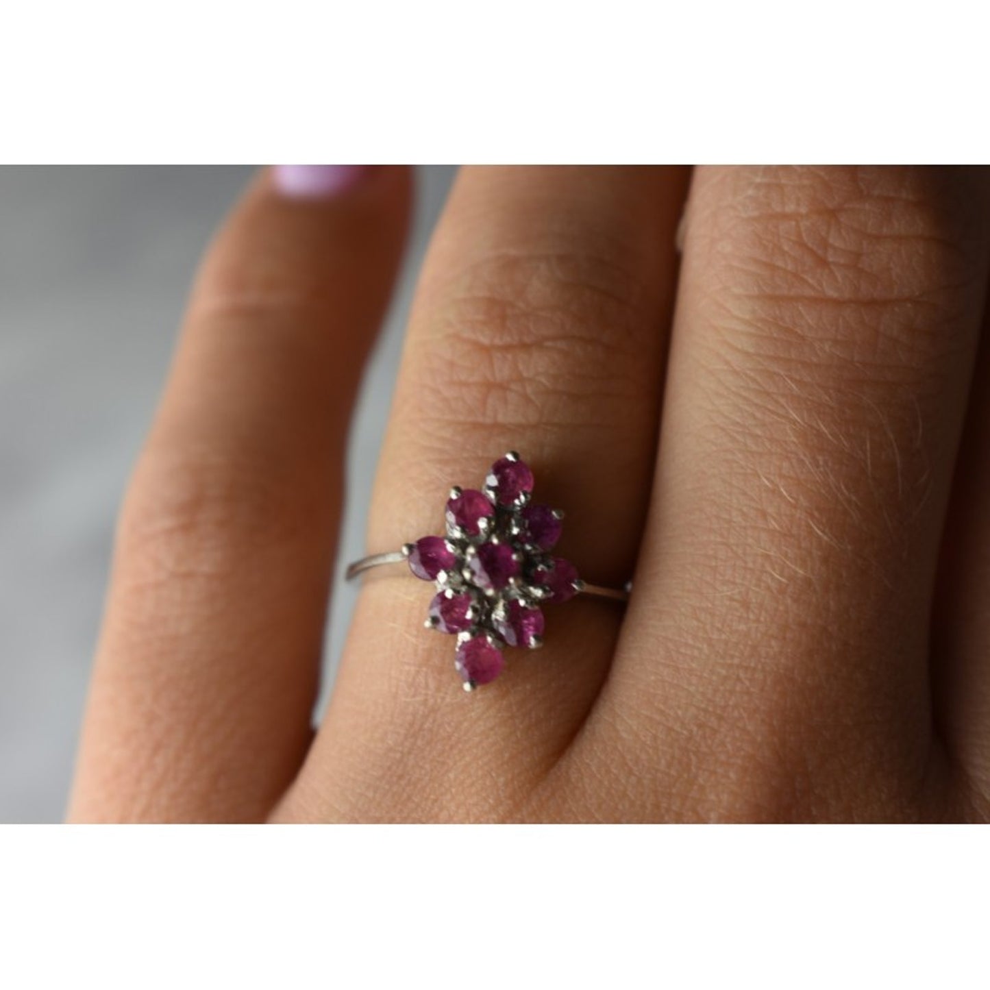 925 STERLING SILVER PINK TOPAZ "FLOWER" RING SIZE 6