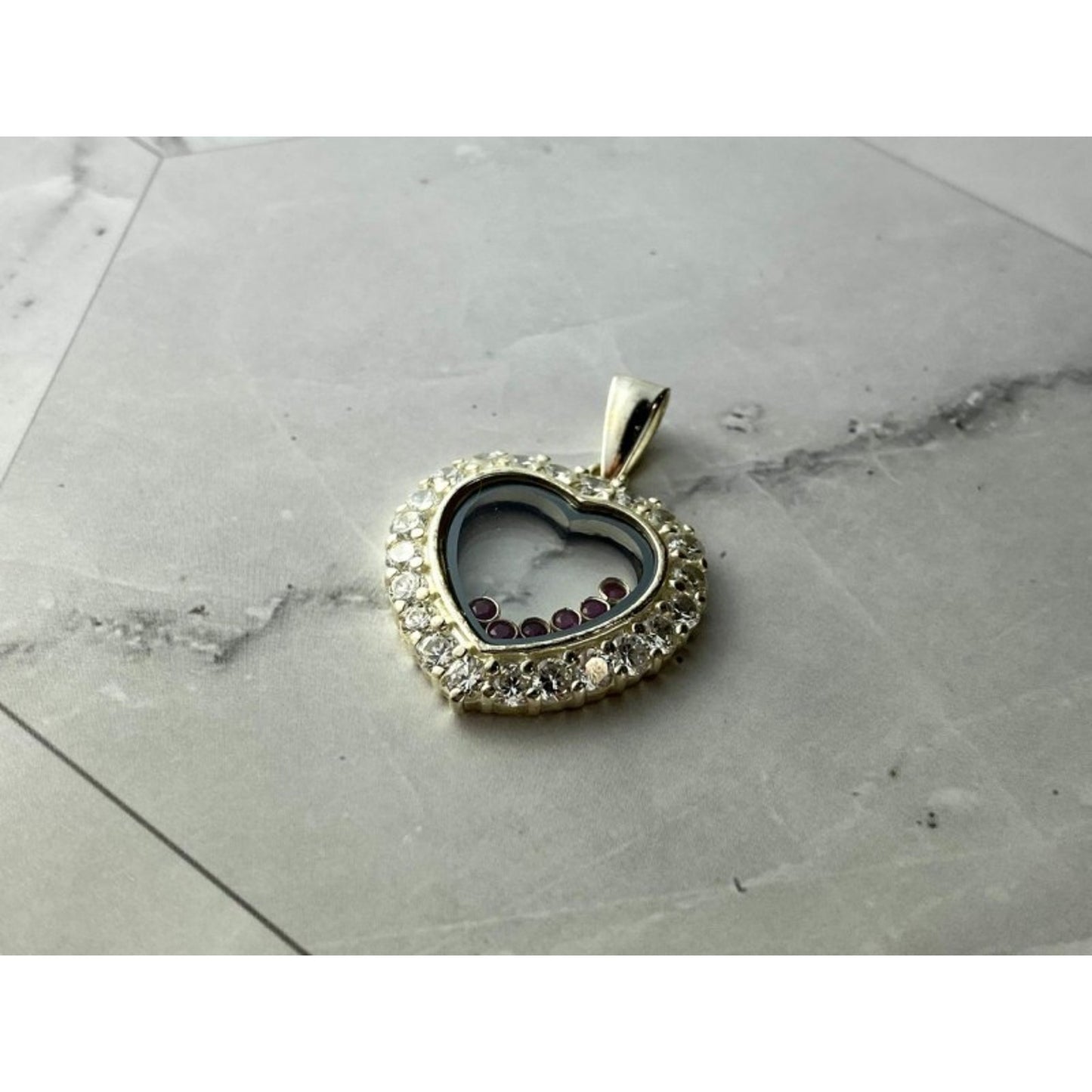 925 Sterling Silver Pink Spinel & CZ "Heart" Pendant