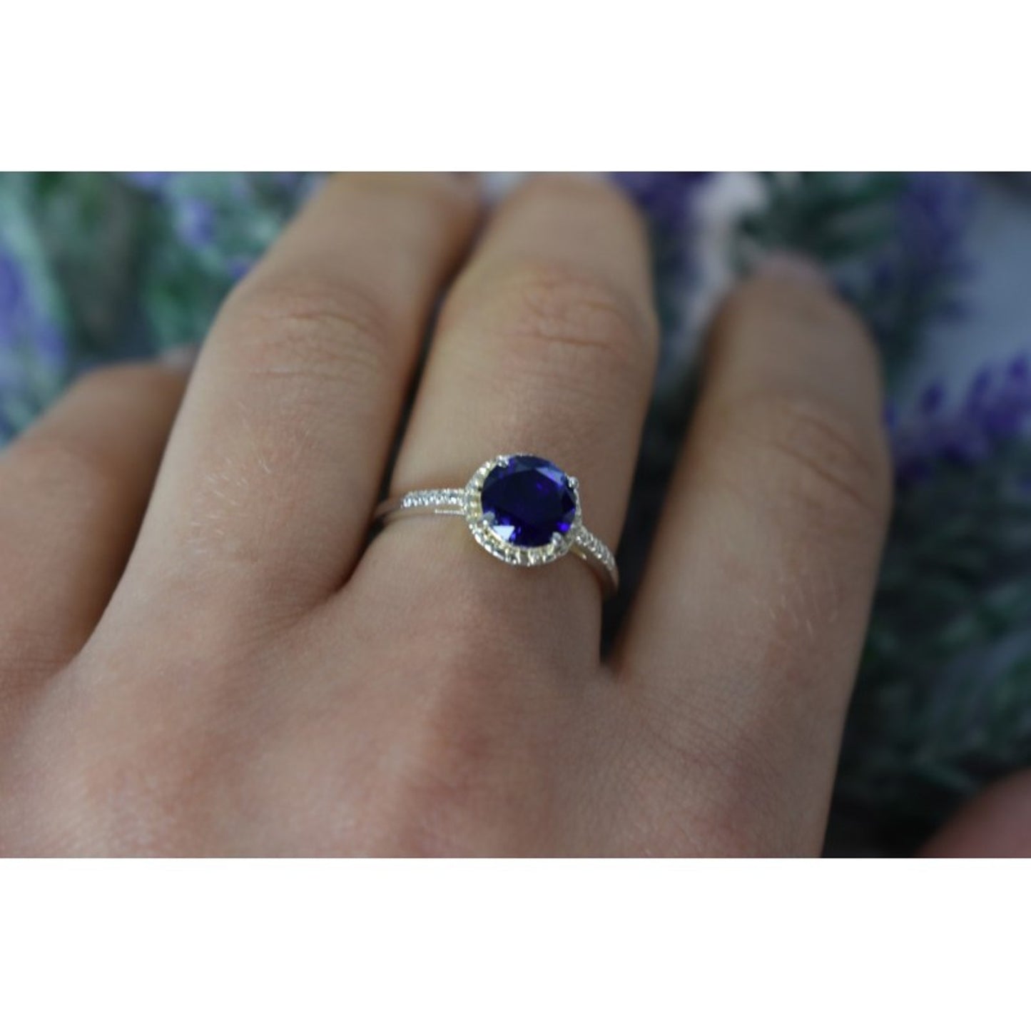 925 STERLING SILVER SAPPHIRE CLASSIC RING SIZE 8