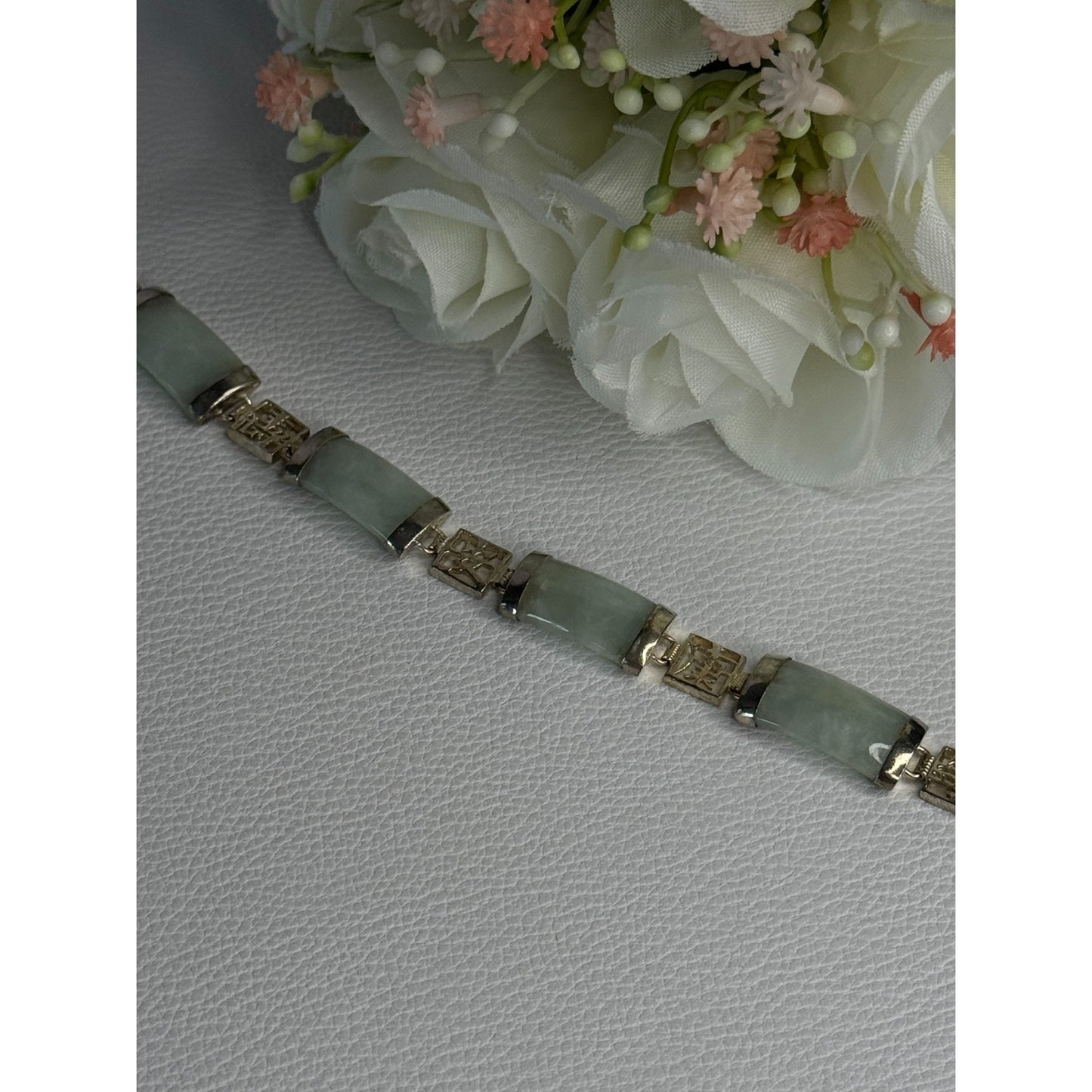 925 STERLING SILVER JADE BRACELET LENGTH 7.5