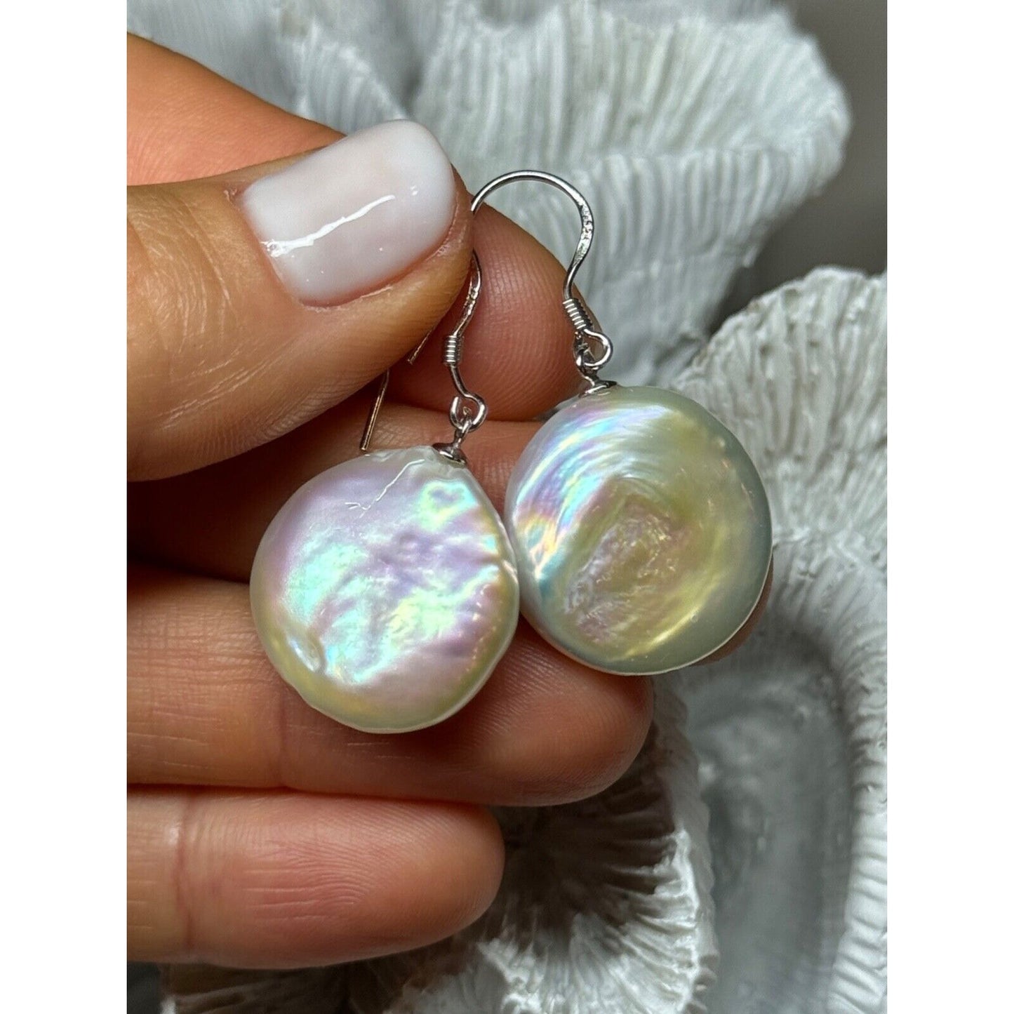925 STERLING SILVER FRESH WATER PEARL EARRINGS LENGTH 1.8 Inch