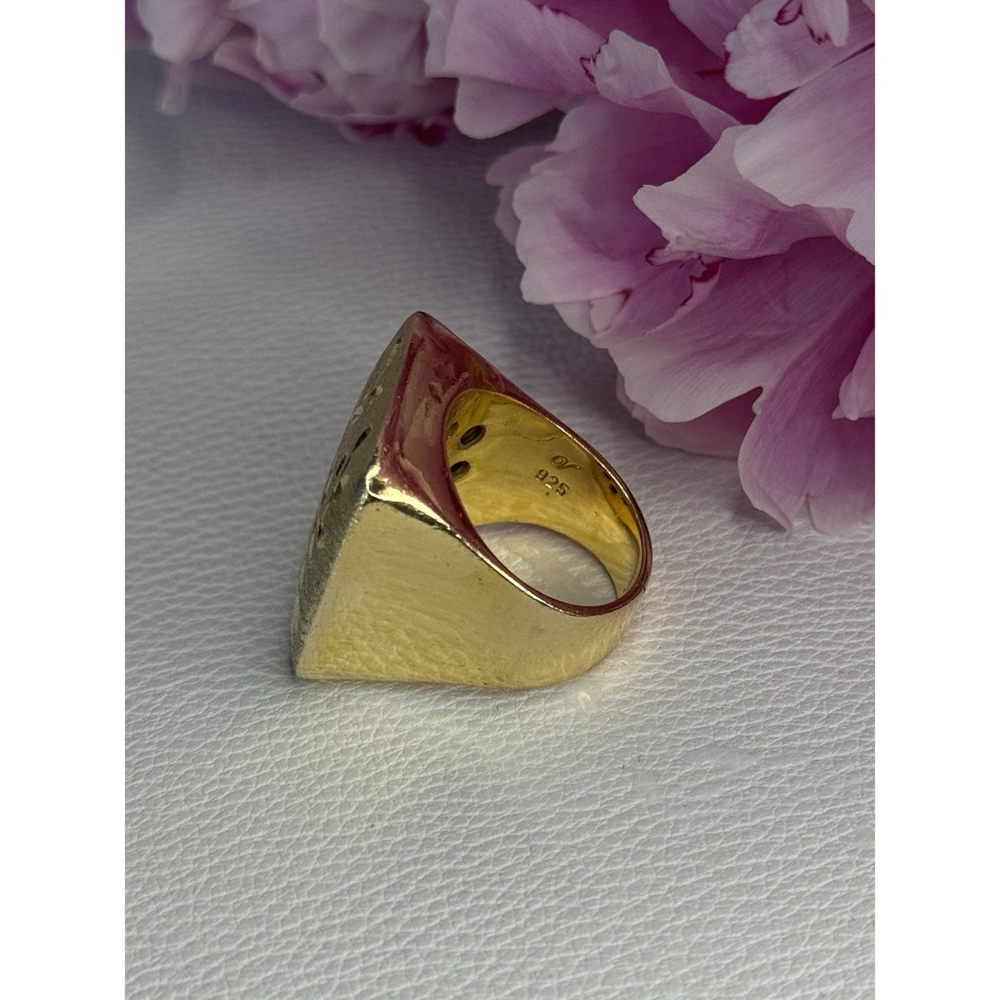 925 STERLING SILVER GOLD PLATED ITALY RING SIZE 8