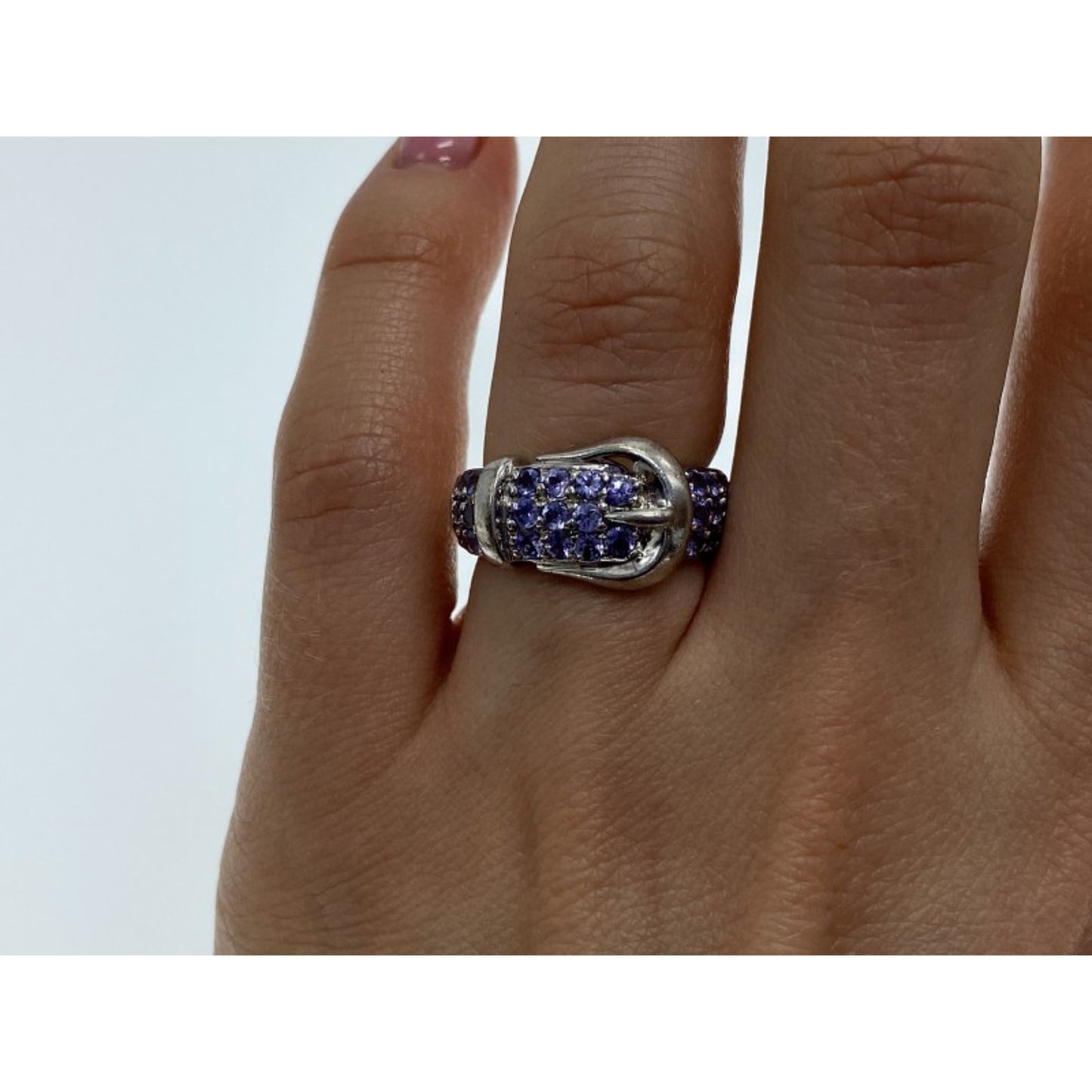 925 STERLING SILVER CZ "BELT" RING SIZE 6.5