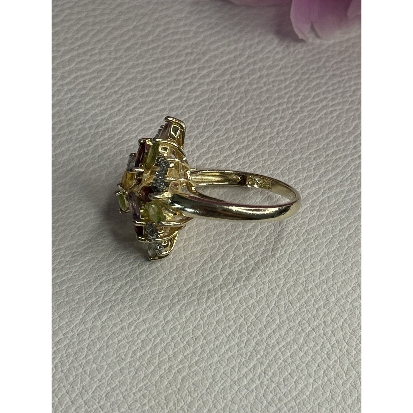 925 STERLING SILVER AMETHYST PERIDOT GARNET TOPAZ CITRINE RING SIZE 8