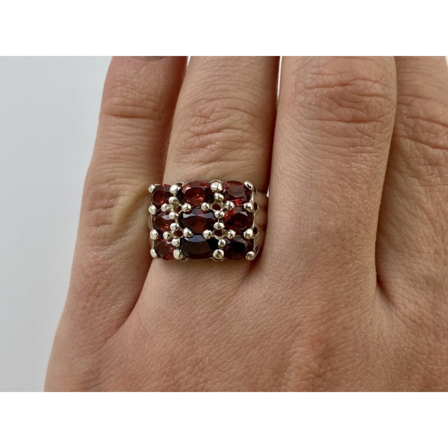 925 STERLING SILVER ALMANDINE RING SIZE 8