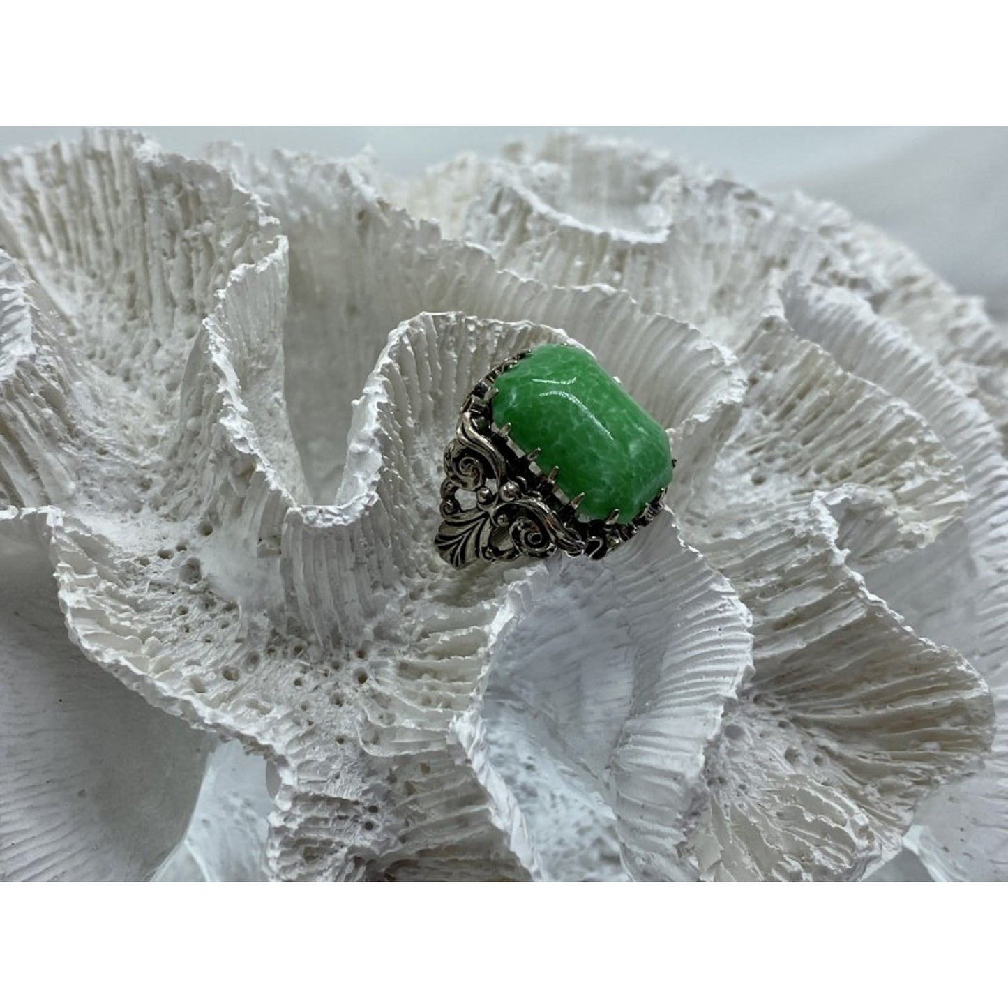 VINTAGE 925 STERLING SILVER JASPER RING SIZE 7