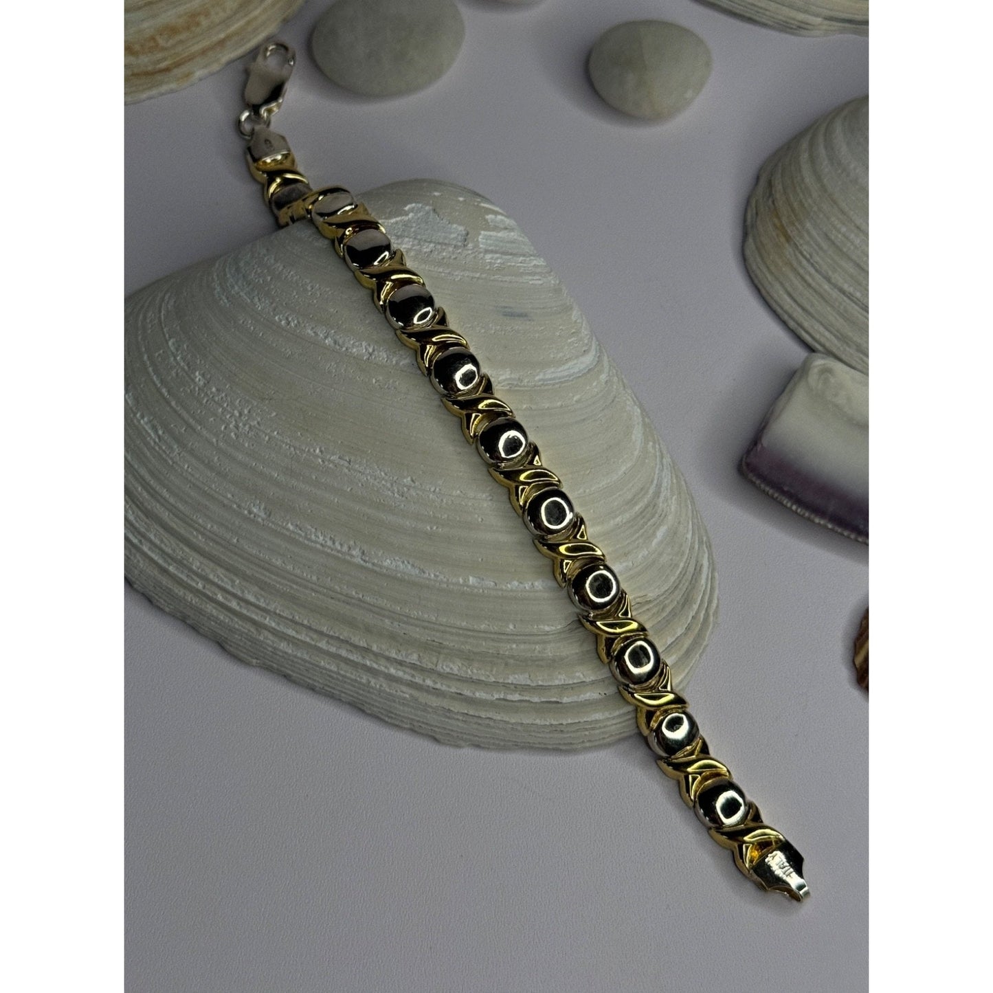 Italy 925 Sterling Silver & Gold Plated Bracelet Length 7