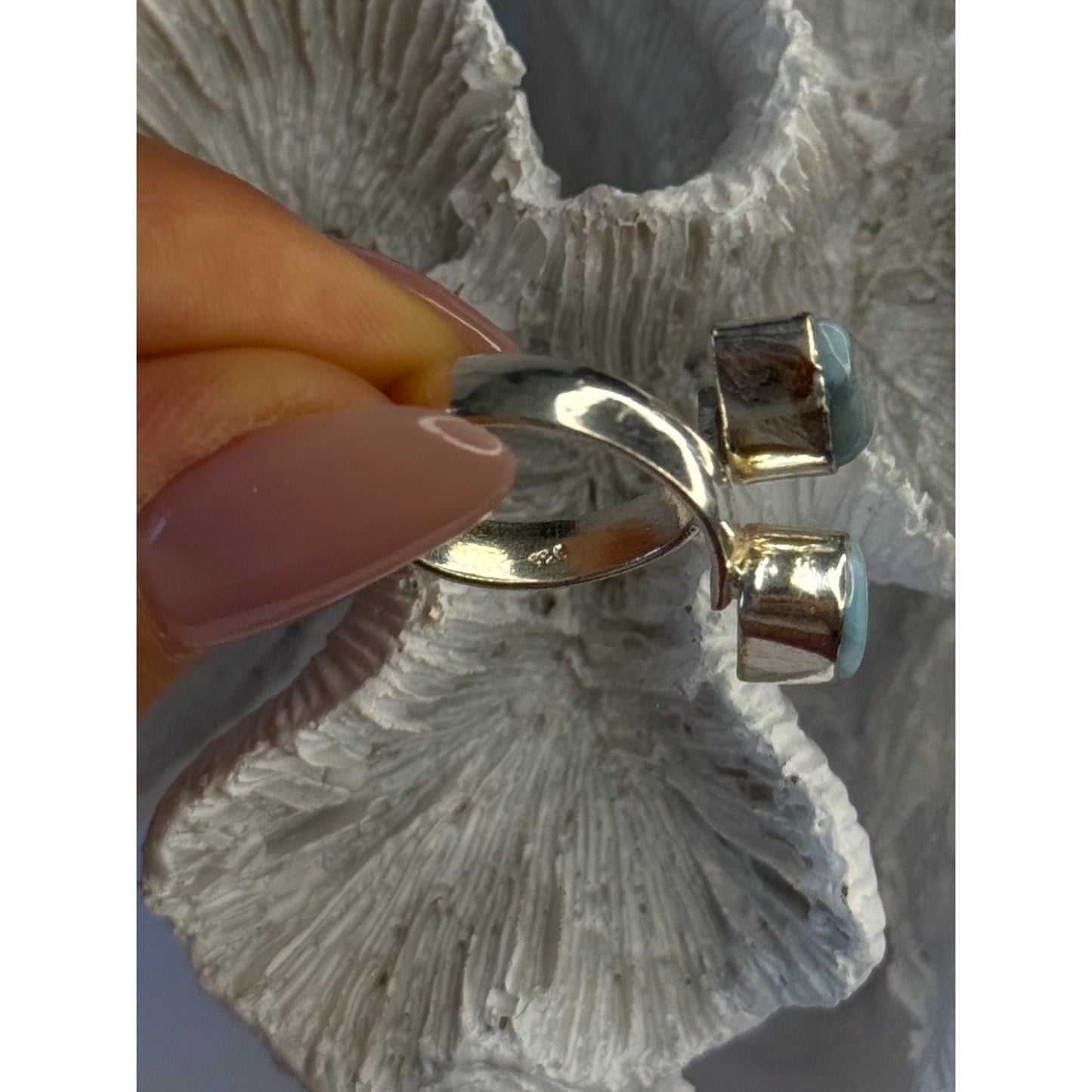 Vintage 925 Sterling Silver Larimar Ring Size 7