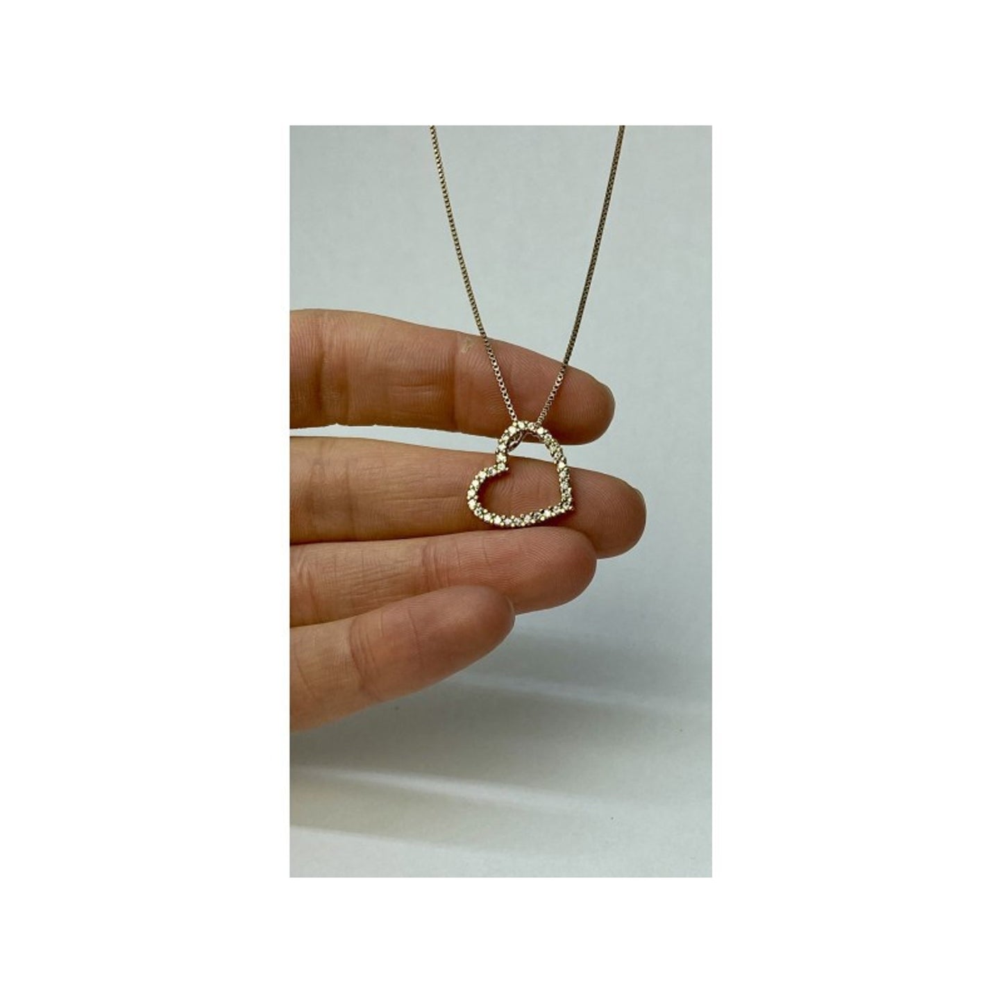 925 Sterling Silver Gold Plated CZ "Heart" Chain with Pendant Italy