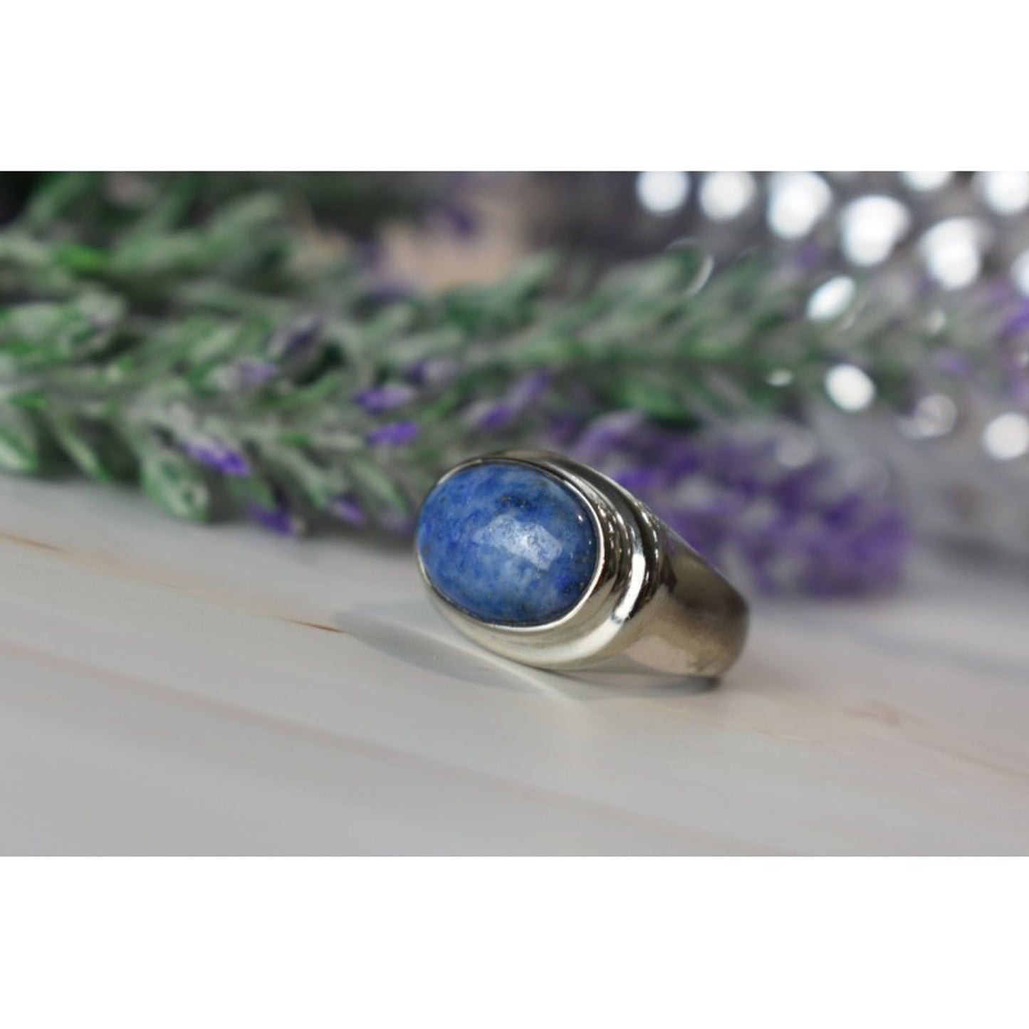 VINTAGE 925 STERLING SILVER SODALITE RING SIZE 6.5