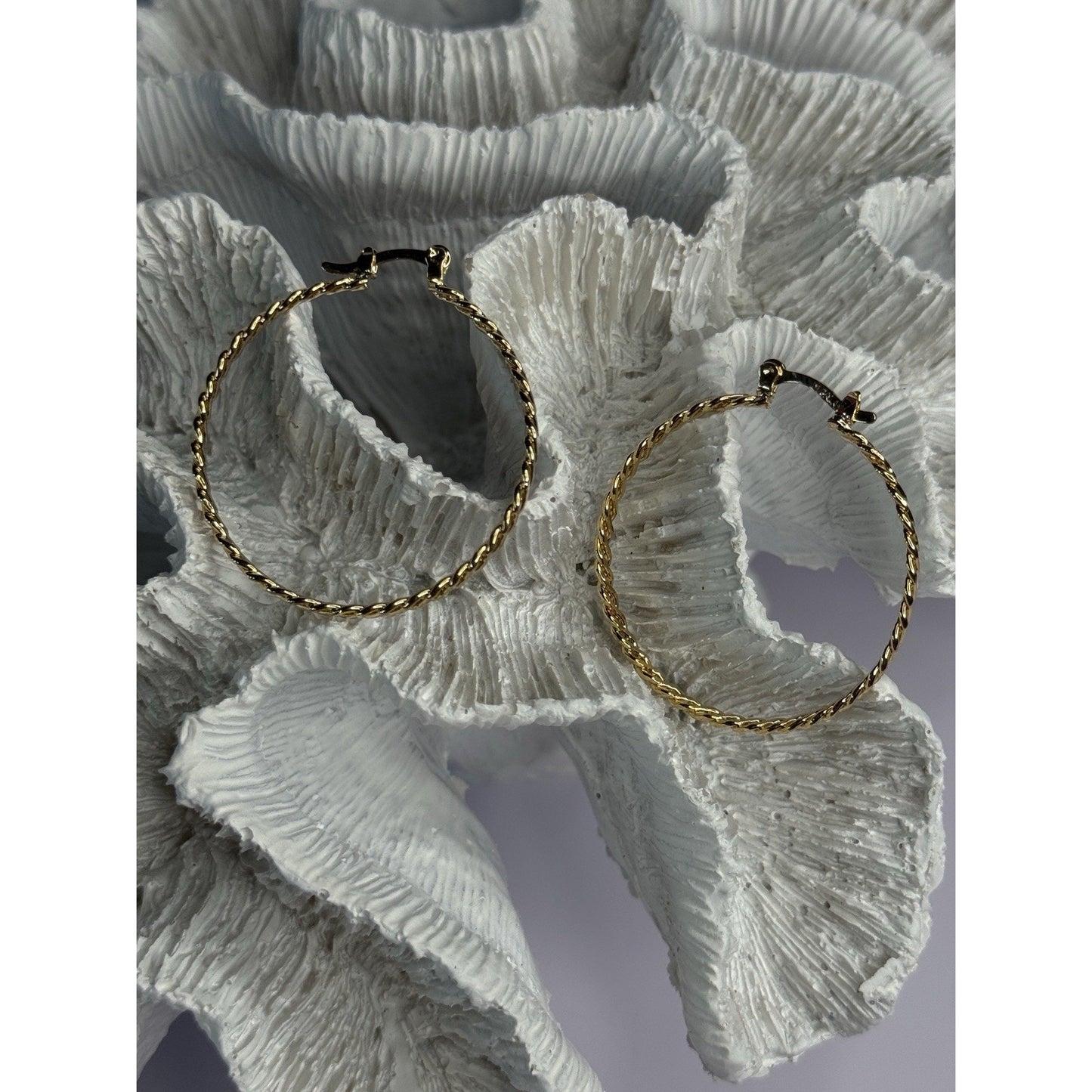 ELEGANT HOOP GOLD PLATED EARRINGS LENGTH 1.50 INCH